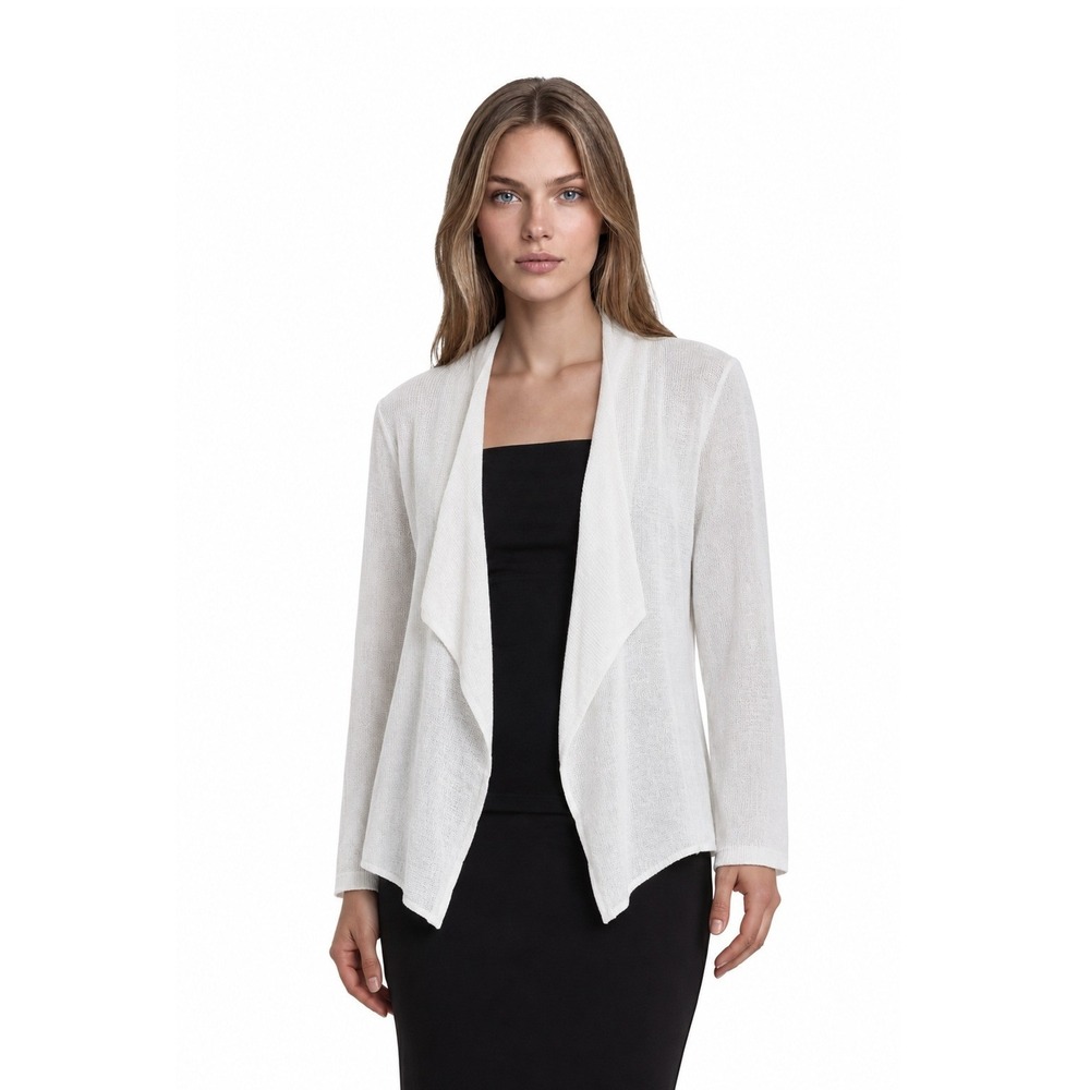 Eileen Fisher Cardigan Sweater Women's Size Petite Small White Linen Cotton Open